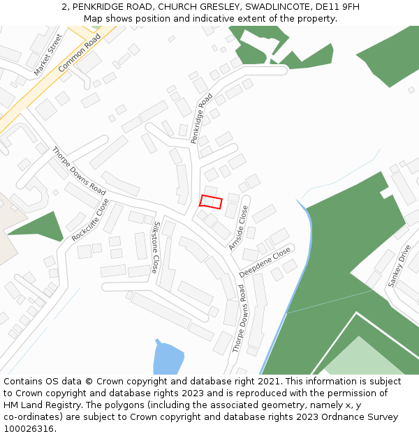 2, PENKRIDGE ROAD, CHURCH GRESLEY, SWADLINCOTE, DE11 9FH: Location map and indicative extent of plot