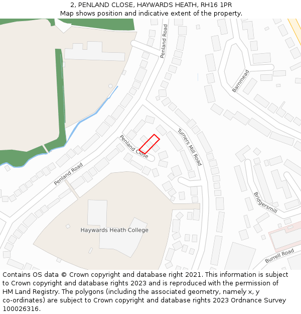 2, PENLAND CLOSE, HAYWARDS HEATH, RH16 1PR: Location map and indicative extent of plot