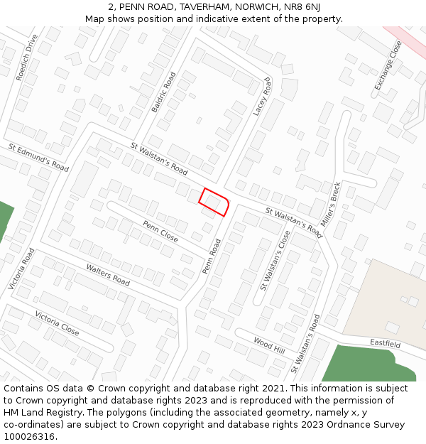 2, PENN ROAD, TAVERHAM, NORWICH, NR8 6NJ: Location map and indicative extent of plot