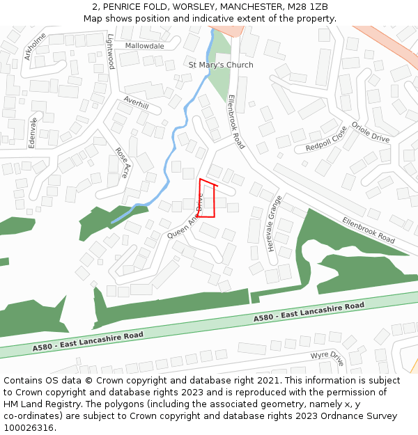 2, PENRICE FOLD, WORSLEY, MANCHESTER, M28 1ZB: Location map and indicative extent of plot