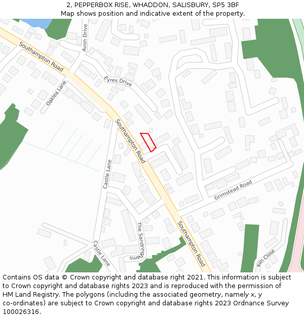 2, PEPPERBOX RISE, WHADDON, SALISBURY, SP5 3BF: Location map and indicative extent of plot