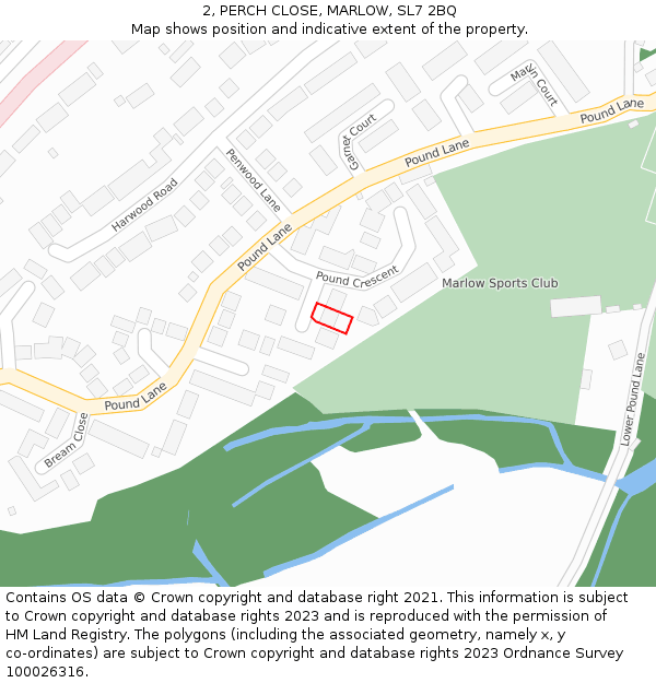 2, PERCH CLOSE, MARLOW, SL7 2BQ: Location map and indicative extent of plot