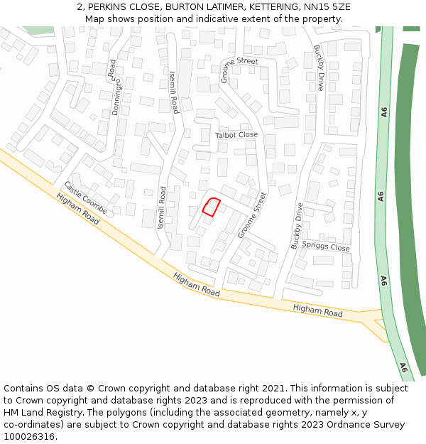 2, PERKINS CLOSE, BURTON LATIMER, KETTERING, NN15 5ZE: Location map and indicative extent of plot