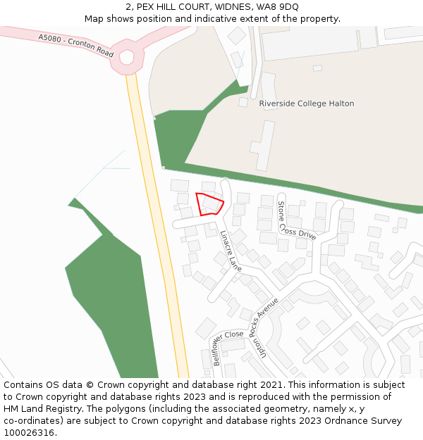 2, PEX HILL COURT, WIDNES, WA8 9DQ: Location map and indicative extent of plot