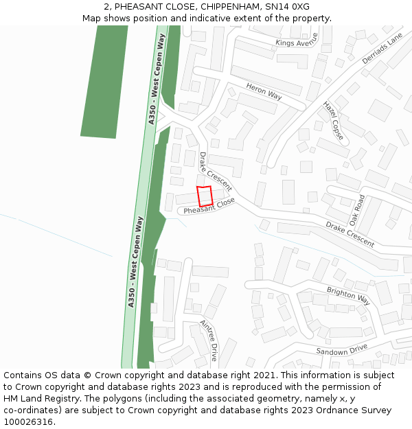 2, PHEASANT CLOSE, CHIPPENHAM, SN14 0XG: Location map and indicative extent of plot