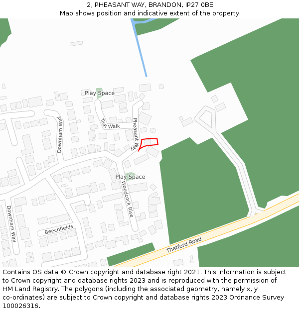 2, PHEASANT WAY, BRANDON, IP27 0BE: Location map and indicative extent of plot