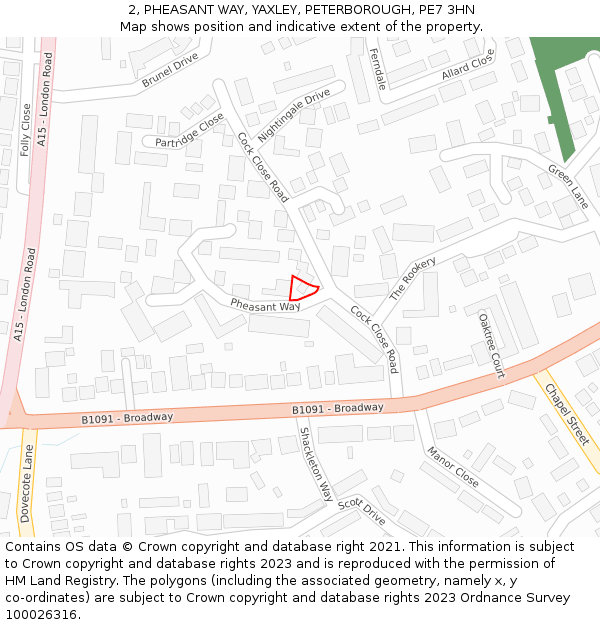 2, PHEASANT WAY, YAXLEY, PETERBOROUGH, PE7 3HN: Location map and indicative extent of plot