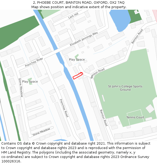 2, PHOEBE COURT, BAINTON ROAD, OXFORD, OX2 7AQ: Location map and indicative extent of plot