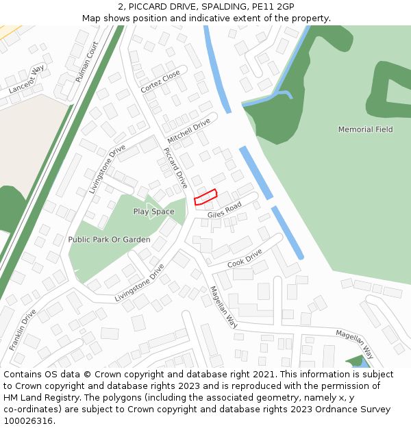 2, PICCARD DRIVE, SPALDING, PE11 2GP: Location map and indicative extent of plot