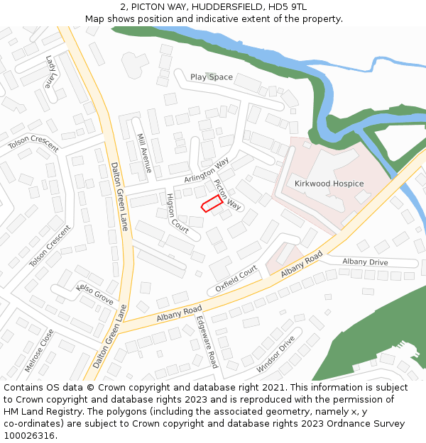 2, PICTON WAY, HUDDERSFIELD, HD5 9TL: Location map and indicative extent of plot