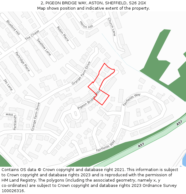 2, PIGEON BRIDGE WAY, ASTON, SHEFFIELD, S26 2GX: Location map and indicative extent of plot