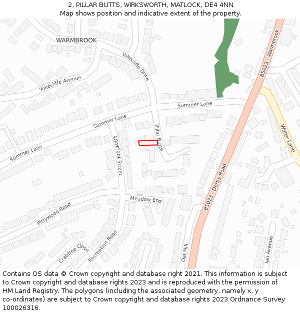 2, PILLAR BUTTS, WIRKSWORTH, MATLOCK, DE4 4NN: Location map and indicative extent of plot