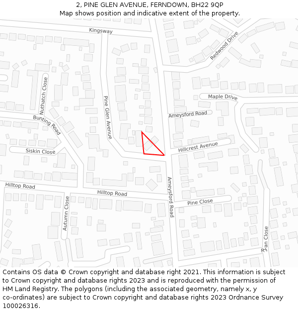 2, PINE GLEN AVENUE, FERNDOWN, BH22 9QP: Location map and indicative extent of plot