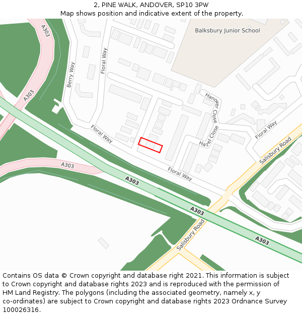2, PINE WALK, ANDOVER, SP10 3PW: Location map and indicative extent of plot