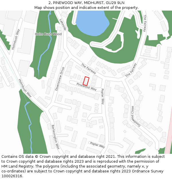 2, PINEWOOD WAY, MIDHURST, GU29 9LN: Location map and indicative extent of plot