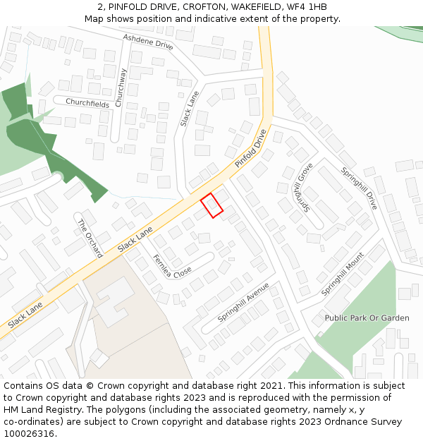 2, PINFOLD DRIVE, CROFTON, WAKEFIELD, WF4 1HB: Location map and indicative extent of plot