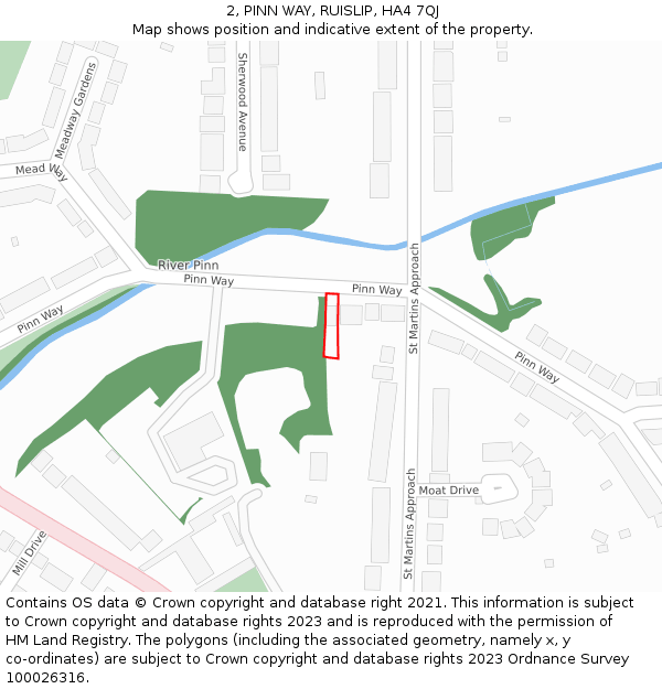 2, PINN WAY, RUISLIP, HA4 7QJ: Location map and indicative extent of plot