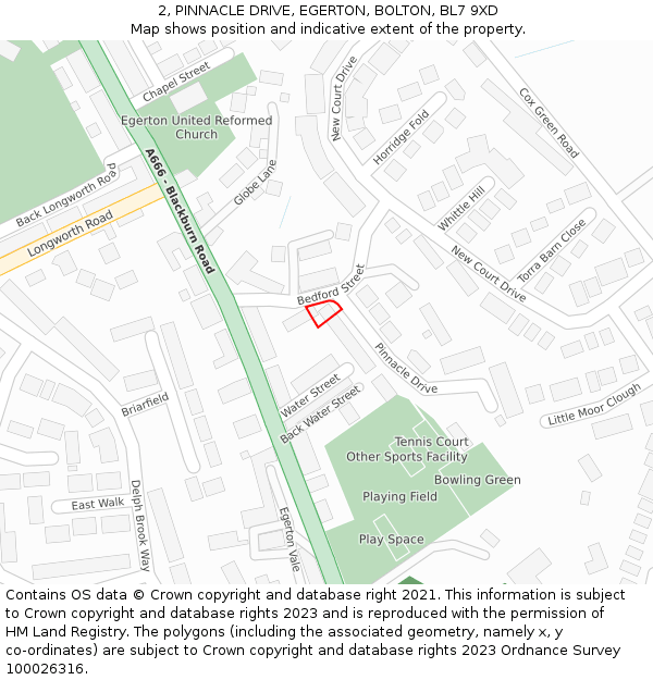 2, PINNACLE DRIVE, EGERTON, BOLTON, BL7 9XD: Location map and indicative extent of plot