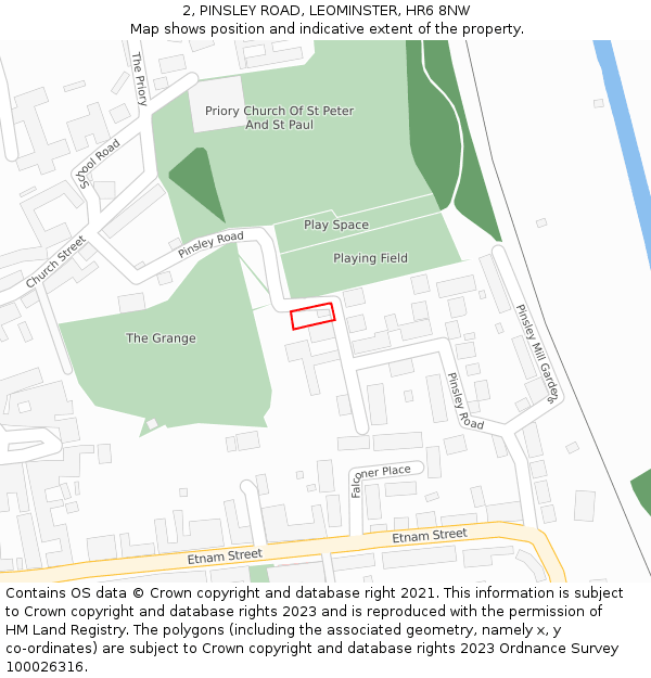 2, PINSLEY ROAD, LEOMINSTER, HR6 8NW: Location map and indicative extent of plot