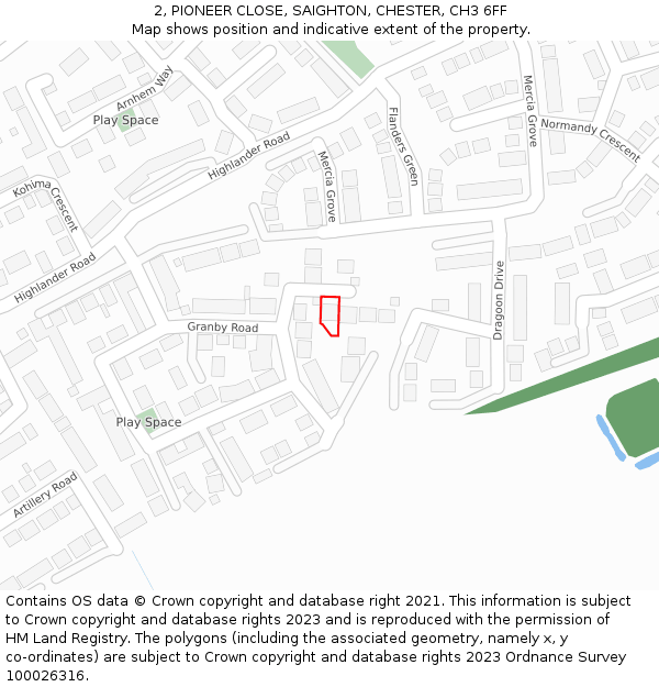 2, PIONEER CLOSE, SAIGHTON, CHESTER, CH3 6FF: Location map and indicative extent of plot