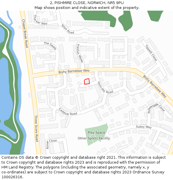 2, PISHMIRE CLOSE, NORWICH, NR5 9PU: Location map and indicative extent of plot