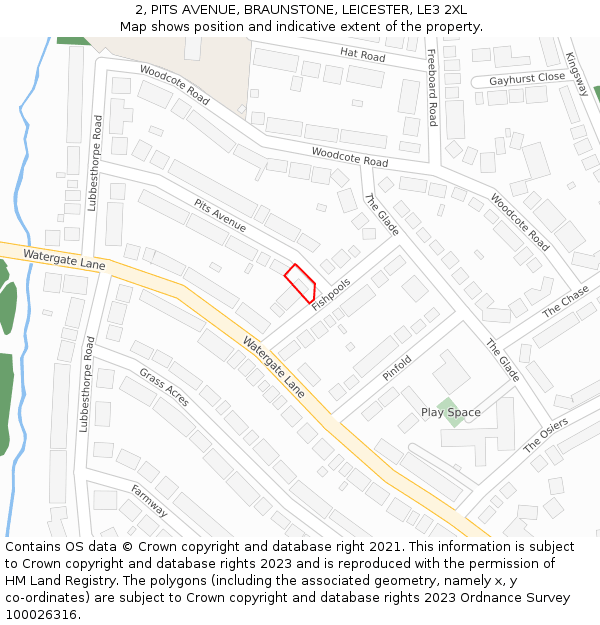 2, PITS AVENUE, BRAUNSTONE, LEICESTER, LE3 2XL: Location map and indicative extent of plot