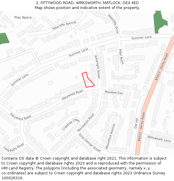 2, PITTYWOOD ROAD, WIRKSWORTH, MATLOCK, DE4 4ED: Location map and indicative extent of plot