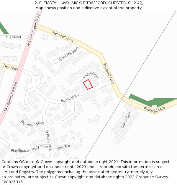 2, PLEMSTALL WAY, MICKLE TRAFFORD, CHESTER, CH2 4QJ: Location map and indicative extent of plot