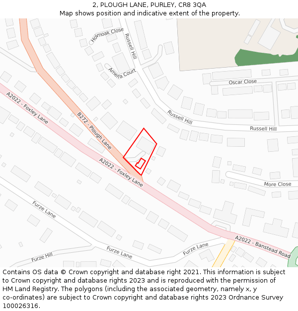 2, PLOUGH LANE, PURLEY, CR8 3QA: Location map and indicative extent of plot