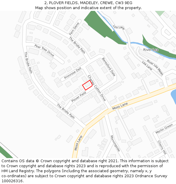 2, PLOVER FIELDS, MADELEY, CREWE, CW3 9EG: Location map and indicative extent of plot