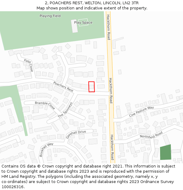 2, POACHERS REST, WELTON, LINCOLN, LN2 3TR: Location map and indicative extent of plot