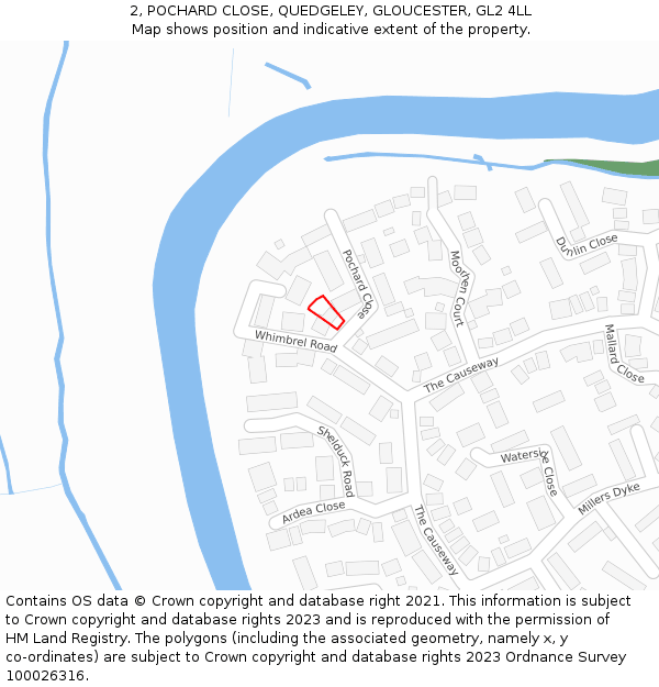2, POCHARD CLOSE, QUEDGELEY, GLOUCESTER, GL2 4LL: Location map and indicative extent of plot