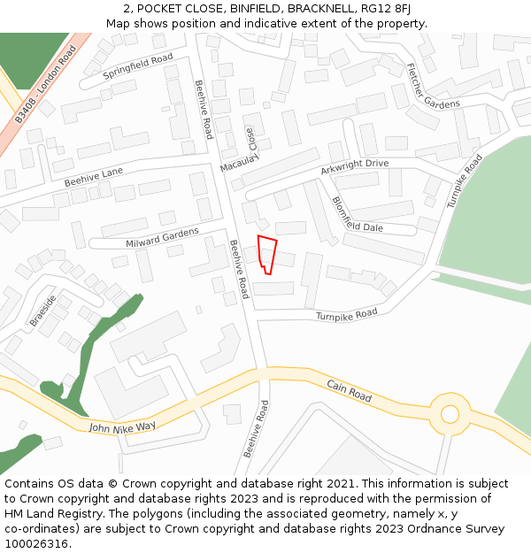 2, POCKET CLOSE, BINFIELD, BRACKNELL, RG12 8FJ: Location map and indicative extent of plot