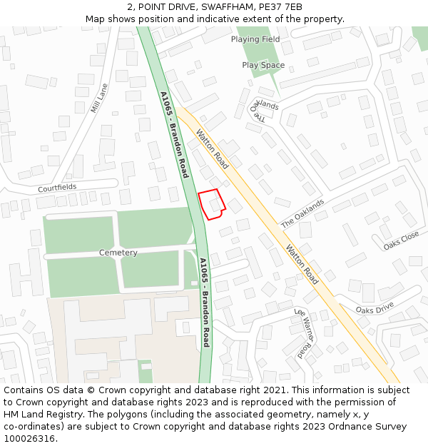 2, POINT DRIVE, SWAFFHAM, PE37 7EB: Location map and indicative extent of plot