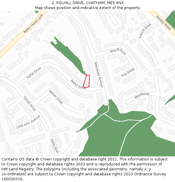 2, POLHILL DRIVE, CHATHAM, ME5 9NX: Location map and indicative extent of plot