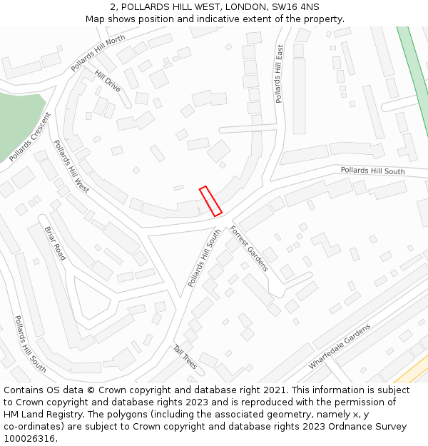 2, POLLARDS HILL WEST, LONDON, SW16 4NS: Location map and indicative extent of plot