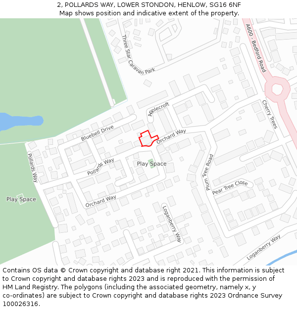2, POLLARDS WAY, LOWER STONDON, HENLOW, SG16 6NF: Location map and indicative extent of plot