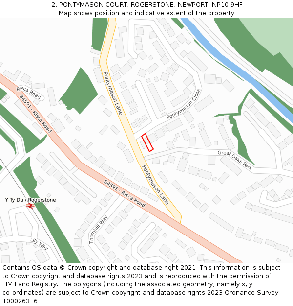 2, PONTYMASON COURT, ROGERSTONE, NEWPORT, NP10 9HF: Location map and indicative extent of plot