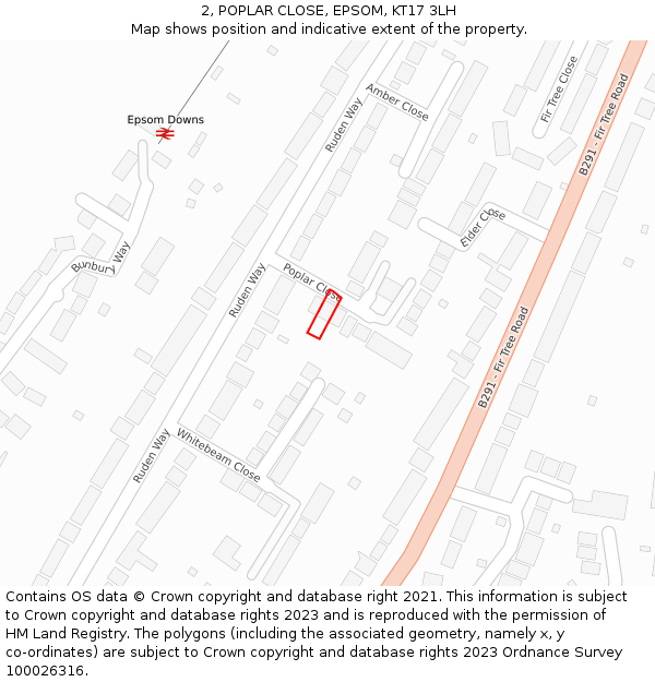 2, POPLAR CLOSE, EPSOM, KT17 3LH: Location map and indicative extent of plot