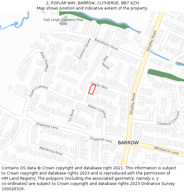 2, POPLAR WAY, BARROW, CLITHEROE, BB7 9ZN: Location map and indicative extent of plot