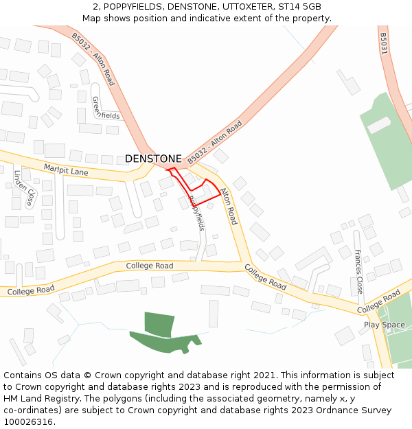 2, POPPYFIELDS, DENSTONE, UTTOXETER, ST14 5GB: Location map and indicative extent of plot