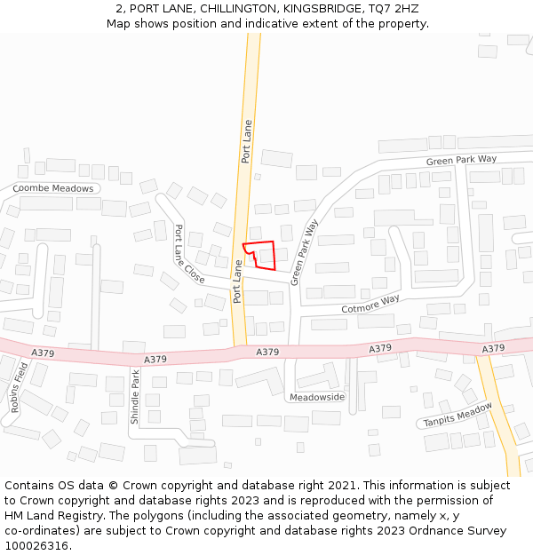 2, PORT LANE, CHILLINGTON, KINGSBRIDGE, TQ7 2HZ: Location map and indicative extent of plot