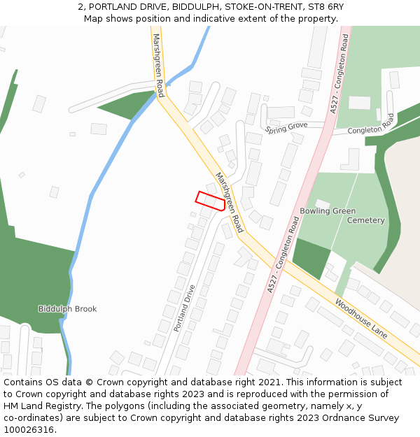 2, PORTLAND DRIVE, BIDDULPH, STOKE-ON-TRENT, ST8 6RY: Location map and indicative extent of plot
