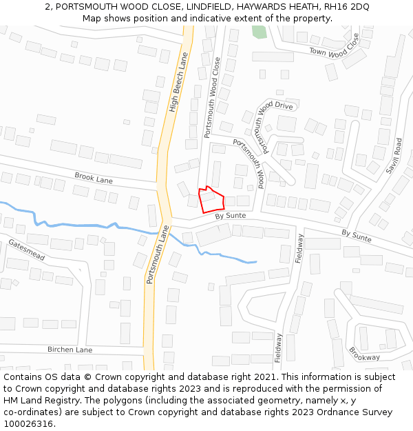2, PORTSMOUTH WOOD CLOSE, LINDFIELD, HAYWARDS HEATH, RH16 2DQ: Location map and indicative extent of plot
