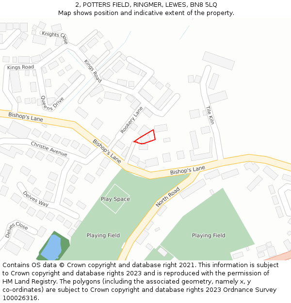 2, POTTERS FIELD, RINGMER, LEWES, BN8 5LQ: Location map and indicative extent of plot