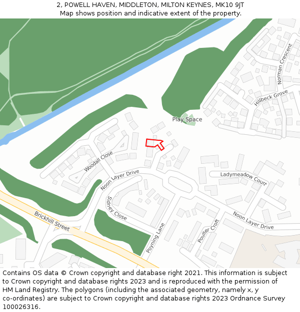 2, POWELL HAVEN, MIDDLETON, MILTON KEYNES, MK10 9JT: Location map and indicative extent of plot