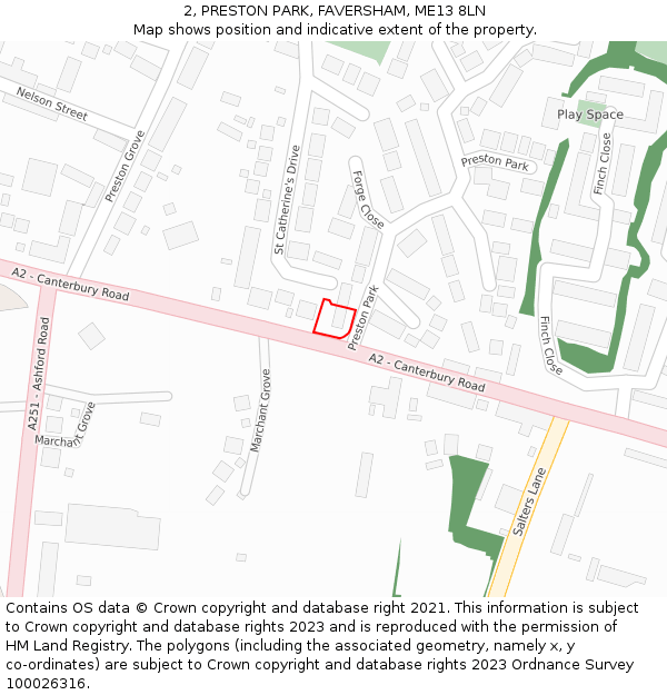 2, PRESTON PARK, FAVERSHAM, ME13 8LN: Location map and indicative extent of plot