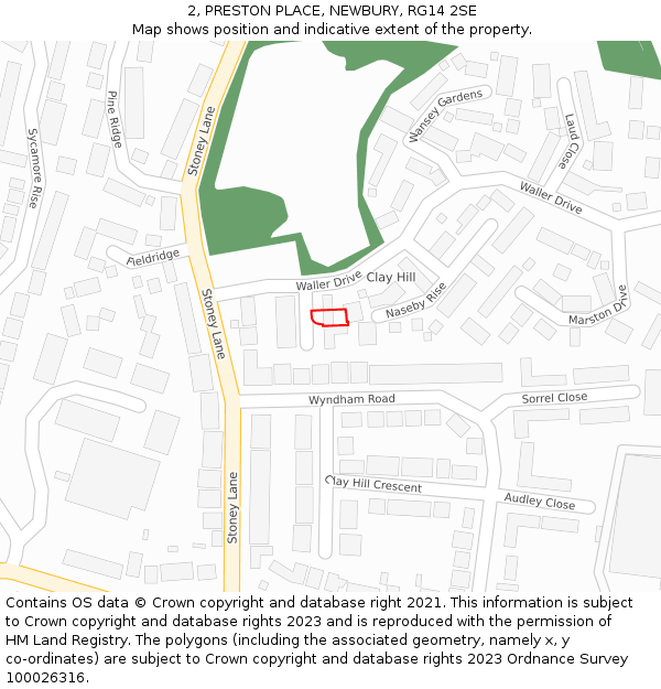 2, PRESTON PLACE, NEWBURY, RG14 2SE: Location map and indicative extent of plot