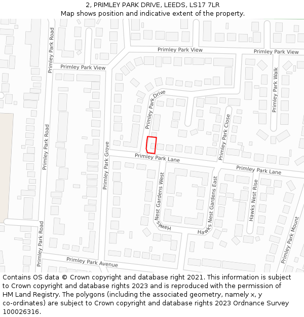 2, PRIMLEY PARK DRIVE, LEEDS, LS17 7LR: Location map and indicative extent of plot