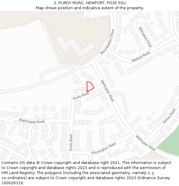 2, PURDY ROAD, NEWPORT, PO30 5SU: Location map and indicative extent of plot